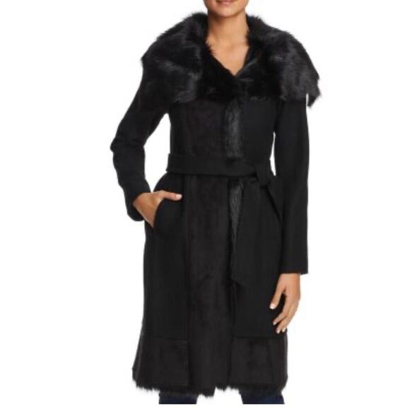 Vince Camuto Coat Women’s Faux Fur Lined Black Size L